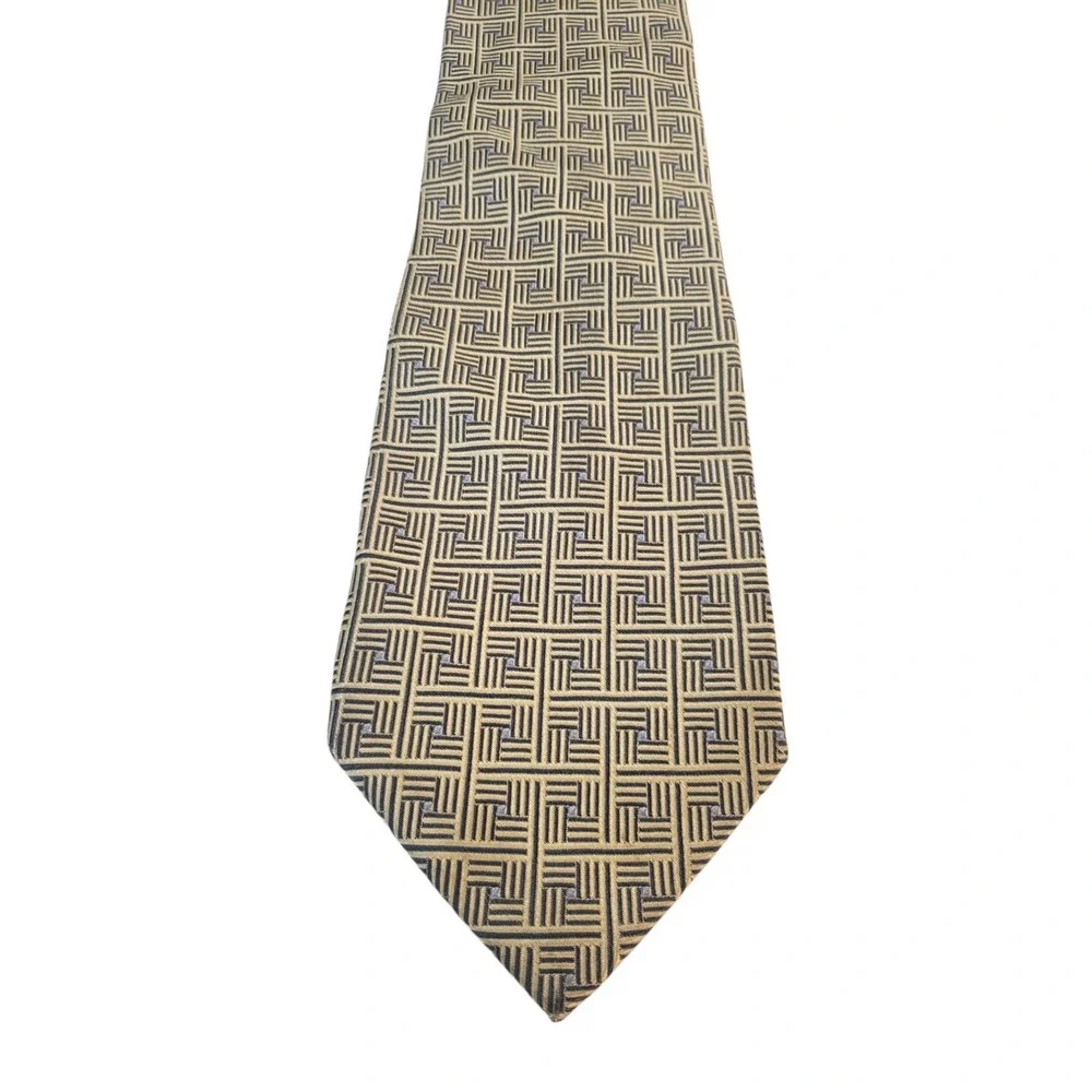 Burma Bibas‎ Mens Tie Necktie Designer Luxury Gold Black Blue Geometric Business